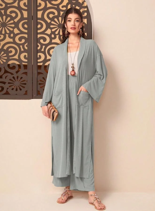 Take Two Women Grey Kimono and Wide Leg Trousers Co-Ords